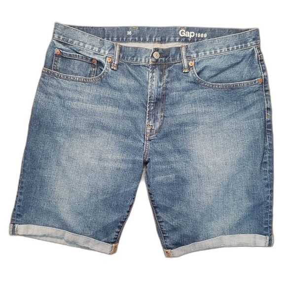 Gap 1969 Men Blue Jean Shorts Size 36 - Picture 2 of 8